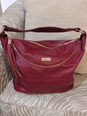 Onna Erlich Red Pebble Leather Hobo Bag